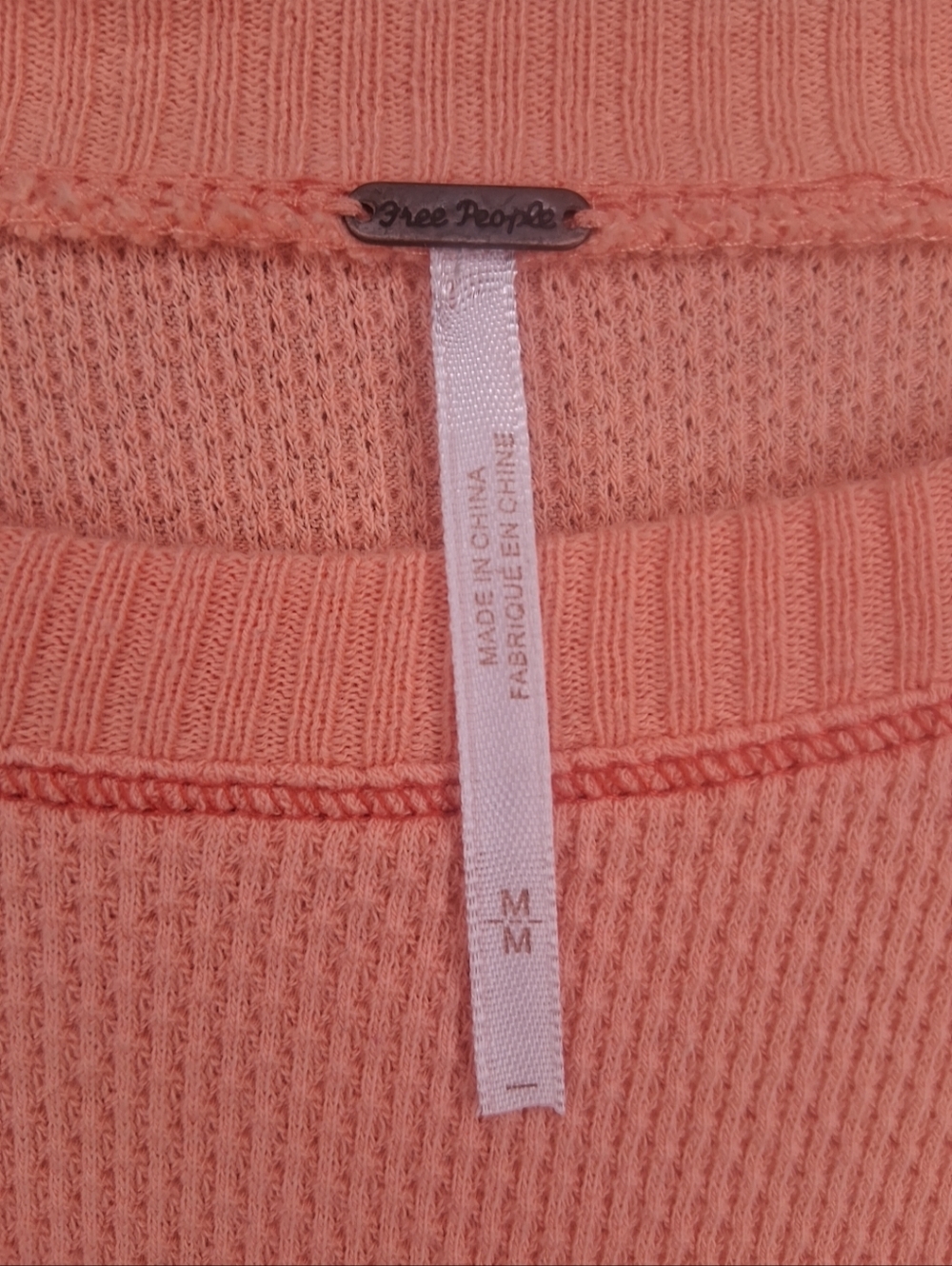 Free people In The Mix Cuff Crochet Knit Top Thermal Desert Orange Bohemian Sz M - Picture 3 of 15